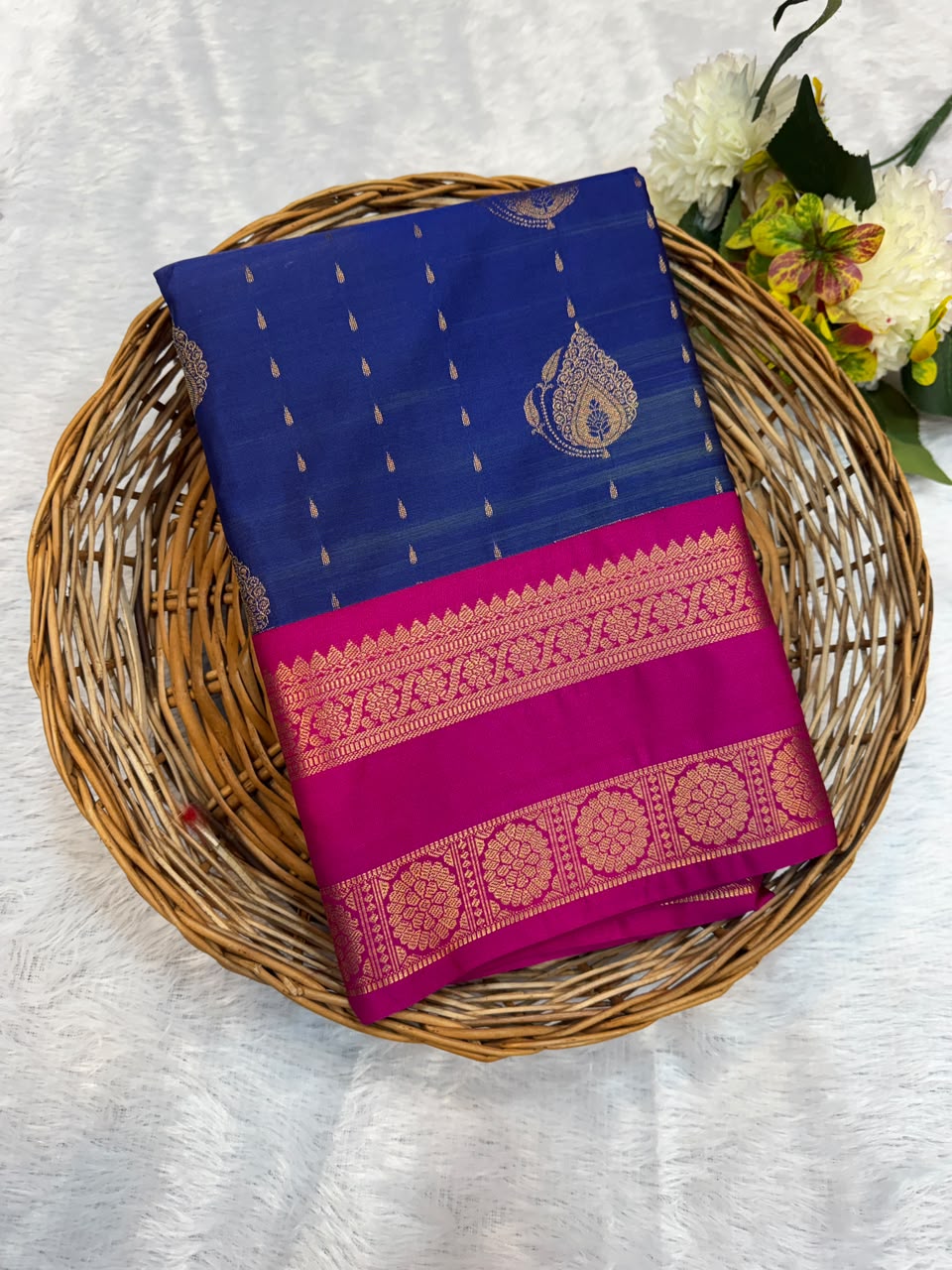 Mild Damage Semi Silk Saree with elegant zari work