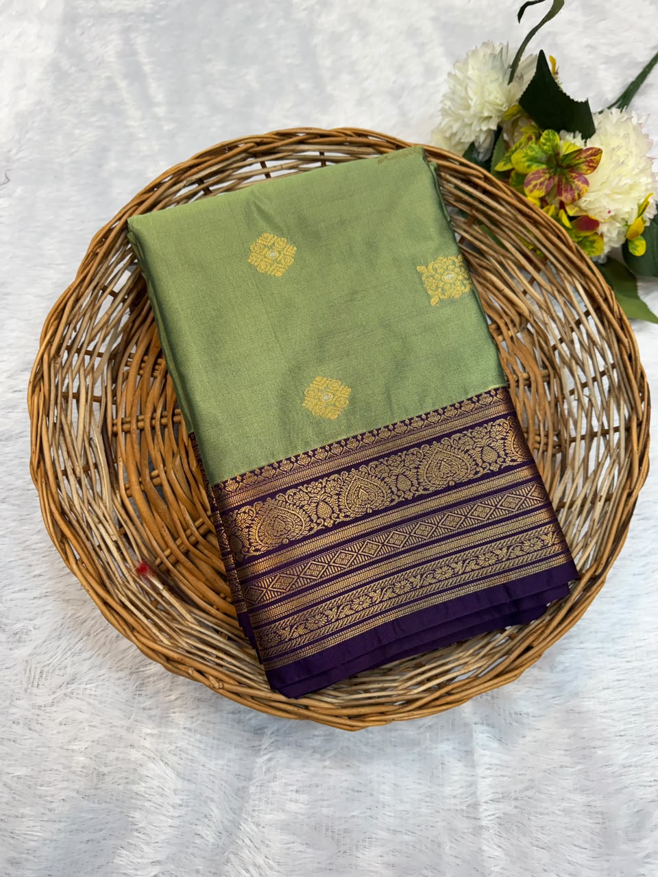 Mild Damage Semi Silk Saree with elegant zari work