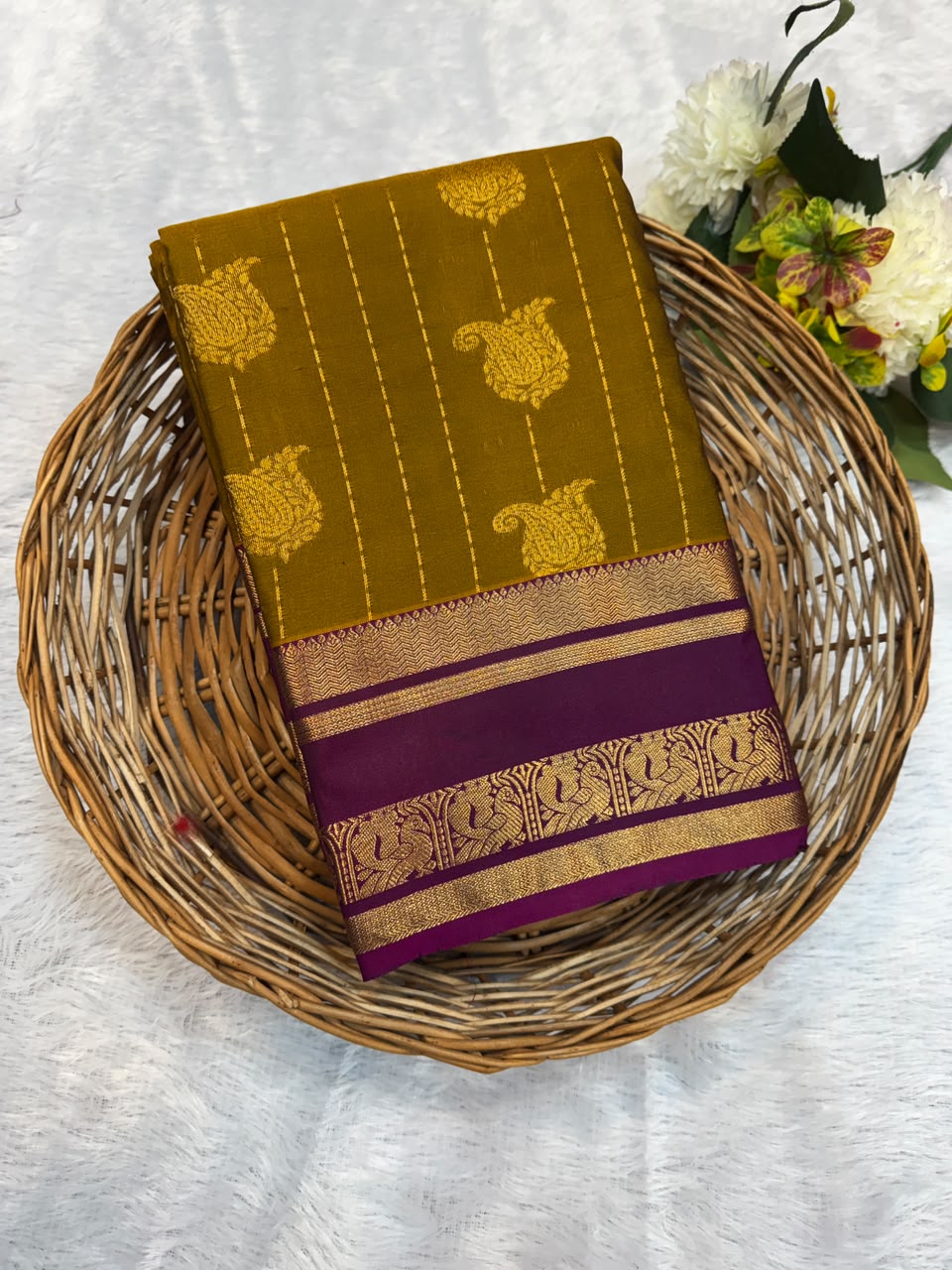 Mild Damage Semi Silk Saree with elegant zari work