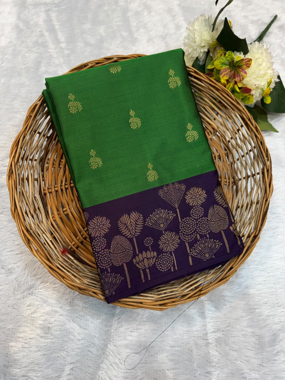 Mild Damage Semi Silk Saree with elegant zari work