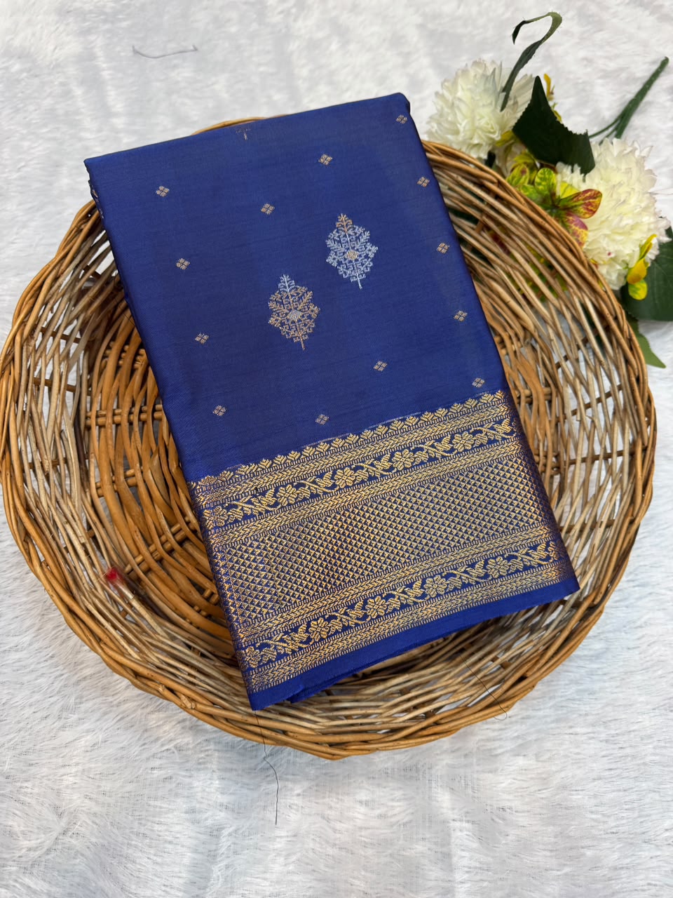 Mild Damage Semi Silk Saree with elegant zari work