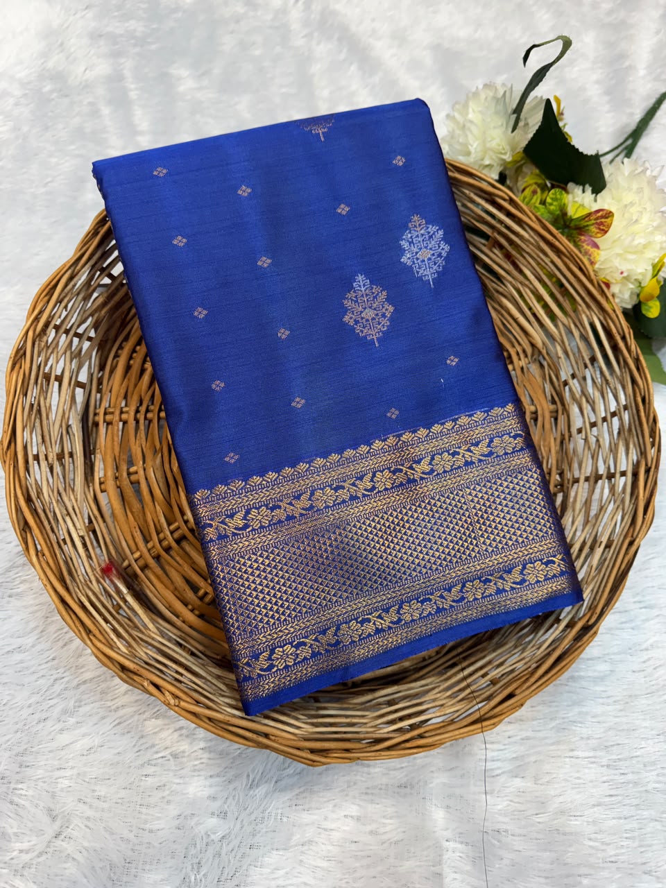 Mild Damage Semi Silk Saree with elegant zari work