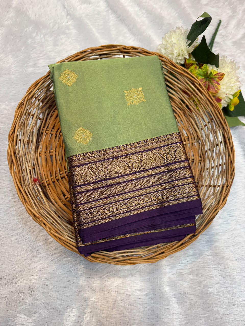 Mild Damage Semi Silk Saree with elegant zari work
