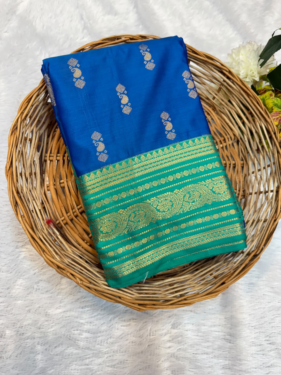 Mild Damage Semi Silk Saree with elegant zari work
