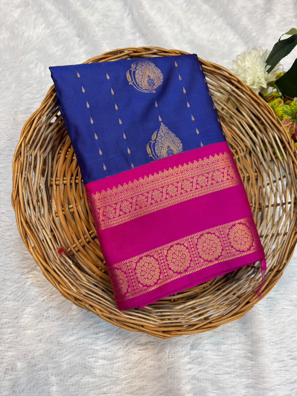 Mild Damage Semi Silk Saree with elegant zari work