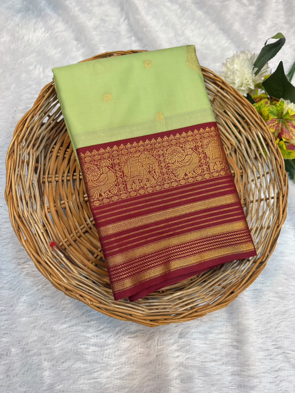 Mild Damage Semi Silk Saree with elegant zari work