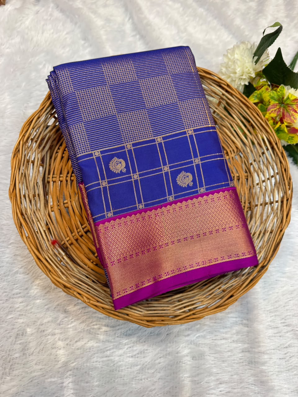 Mild Damage Semi Silk Saree with elegant zari work
