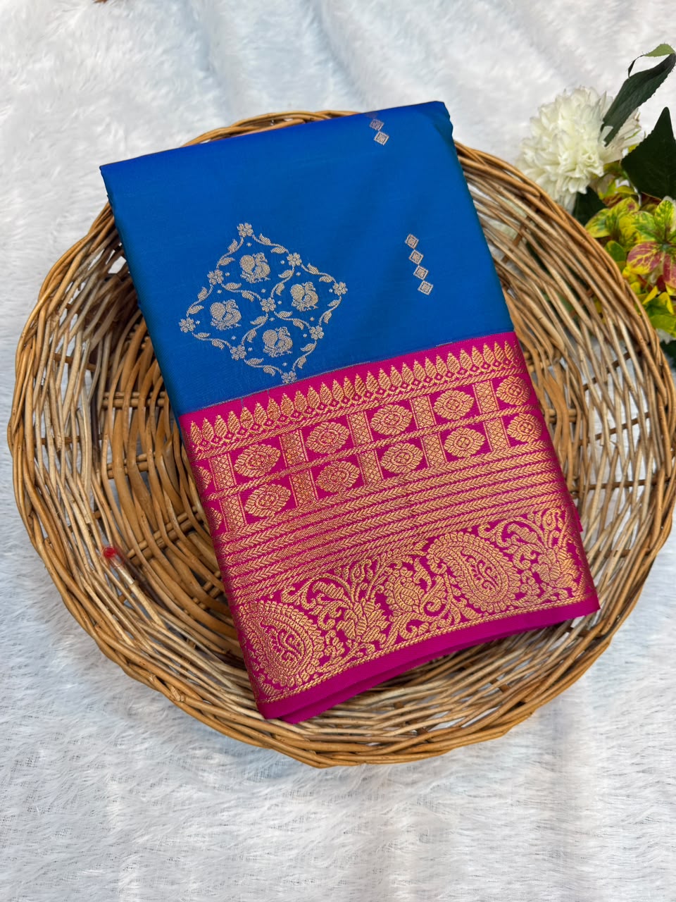 Mild Damage Semi Silk Saree with elegant zari work