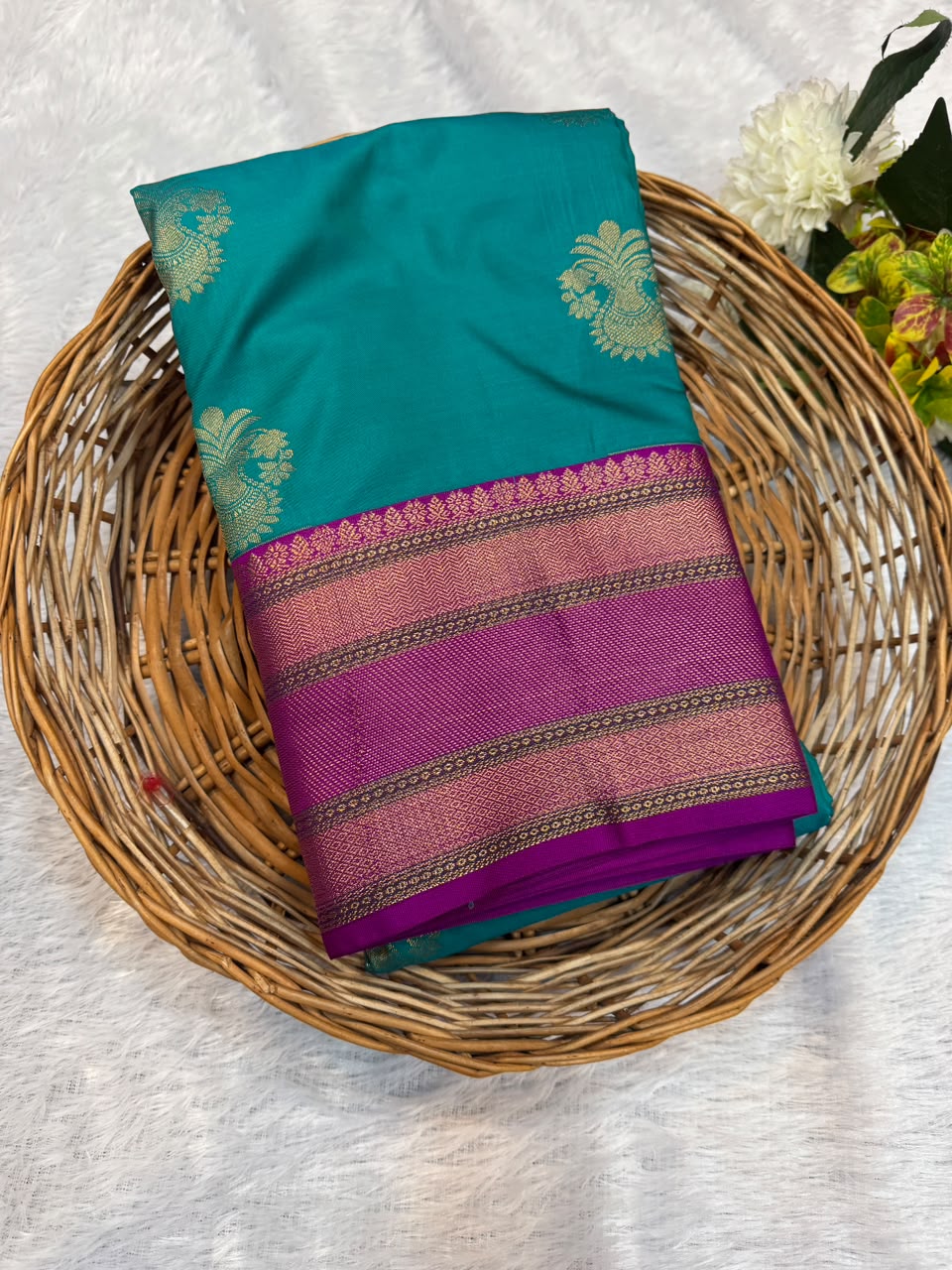 Mild Damage Semi Silk Saree with elegant zari work
