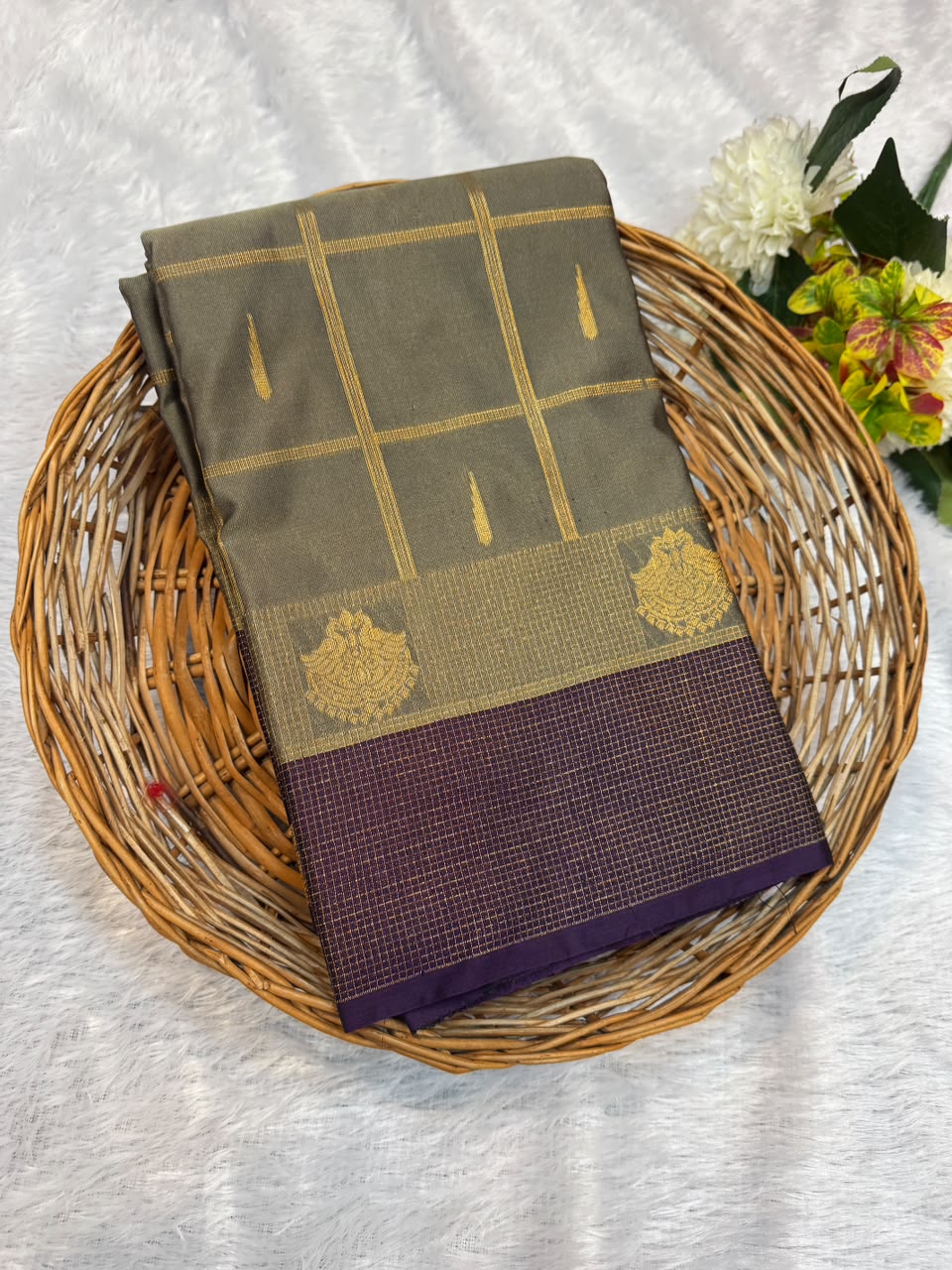 Mild Damage Semi Silk Saree with elegant zari work