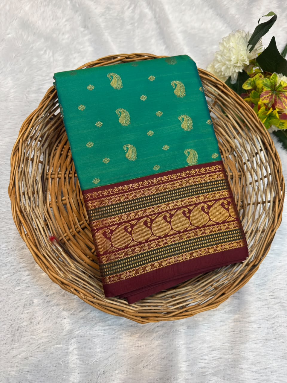 Mild Damage Semi Silk Saree with elegant zari work