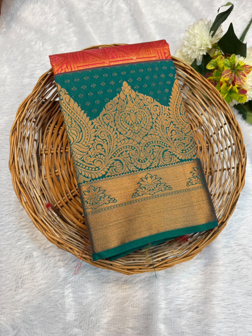 Mild Damage Semi Silk Saree with elegant zari work