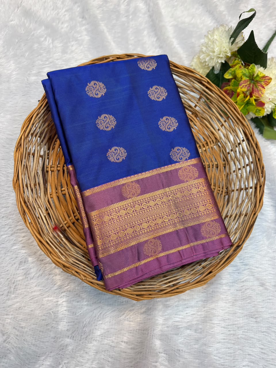 Mild Damage Semi Silk Saree with elegant zari work