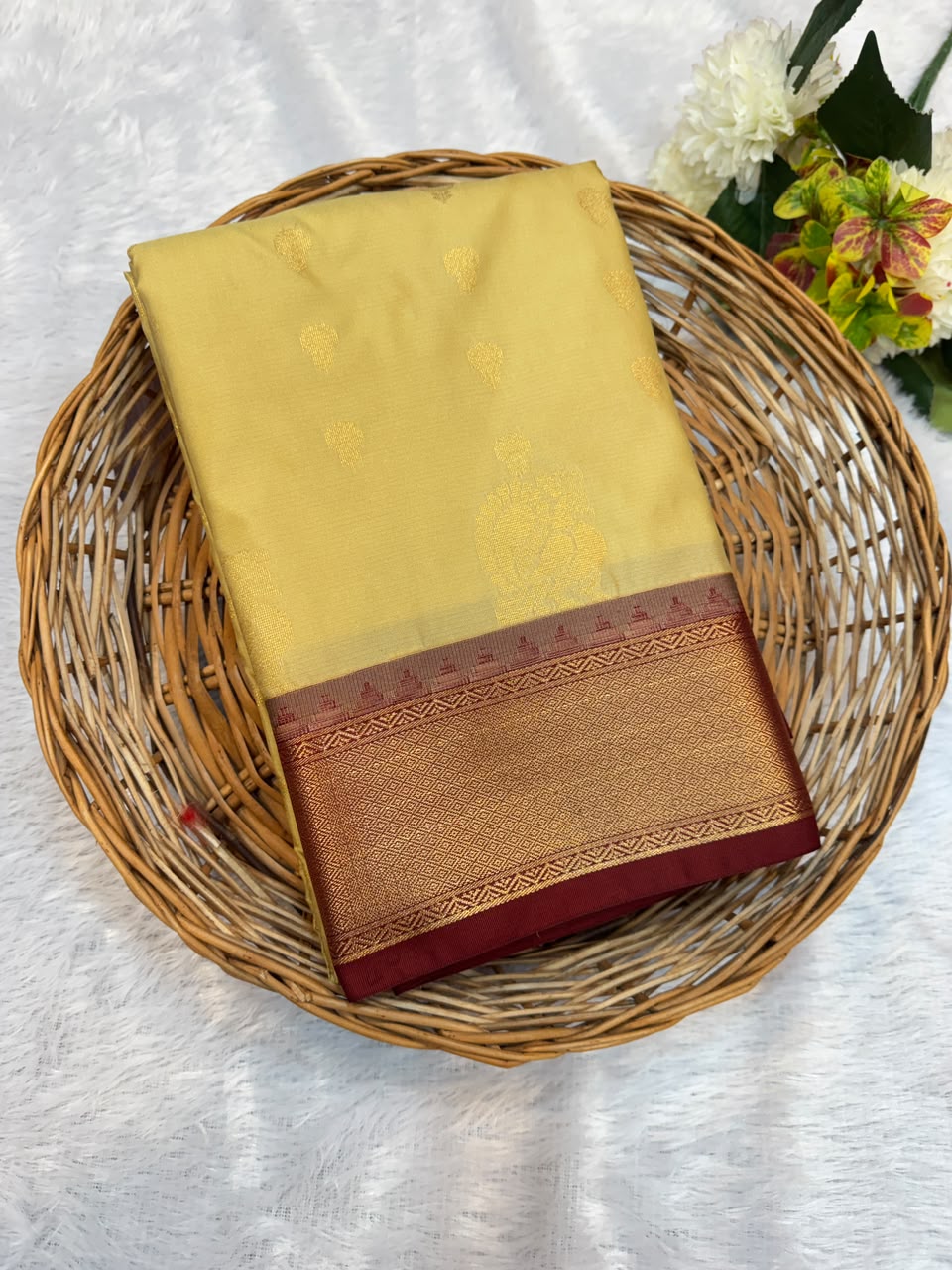 Mild Damage Semi Silk Saree with elegant zari work