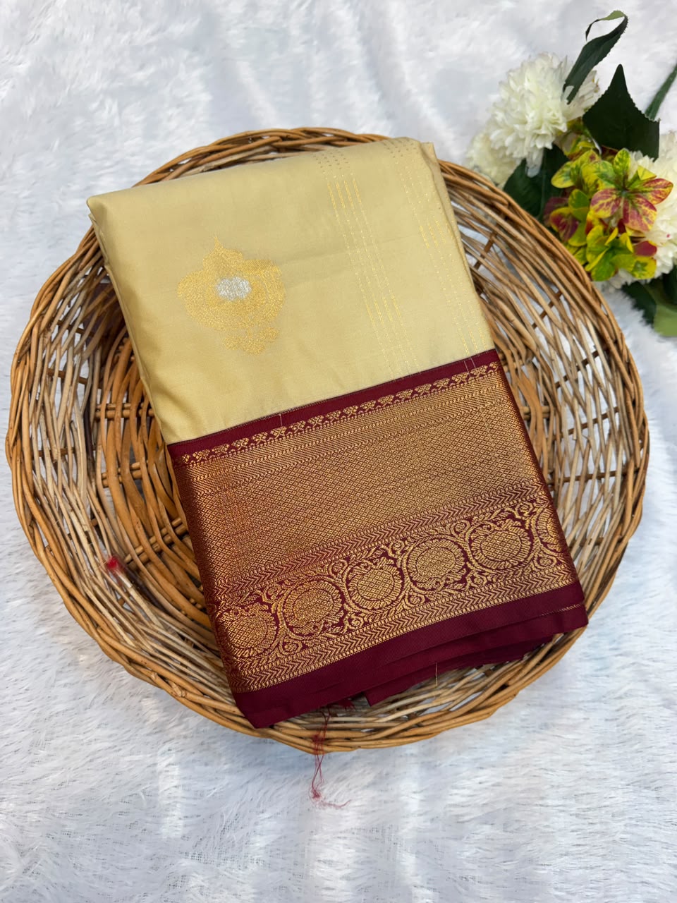 Mild Damage Semi Silk Saree with elegant zari work