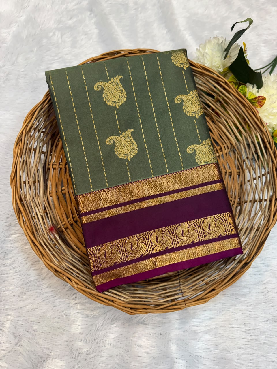 Mild Damage Semi Silk Saree with elegant zari work