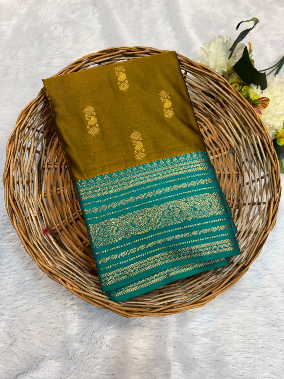 Mild Damage Semi Silk Saree with elegant zari work