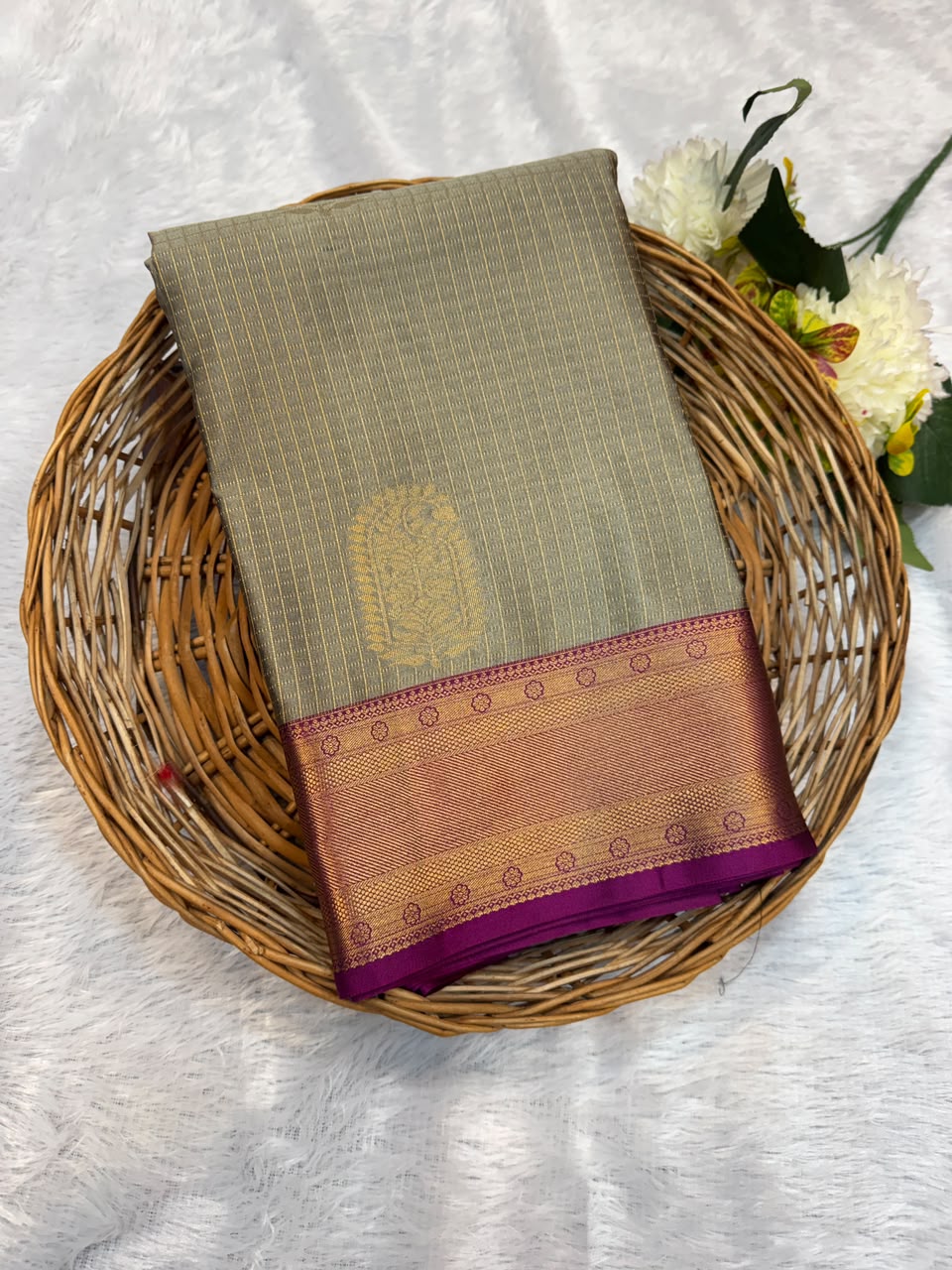 Mild Damage Semi Silk Saree with elegant zari work