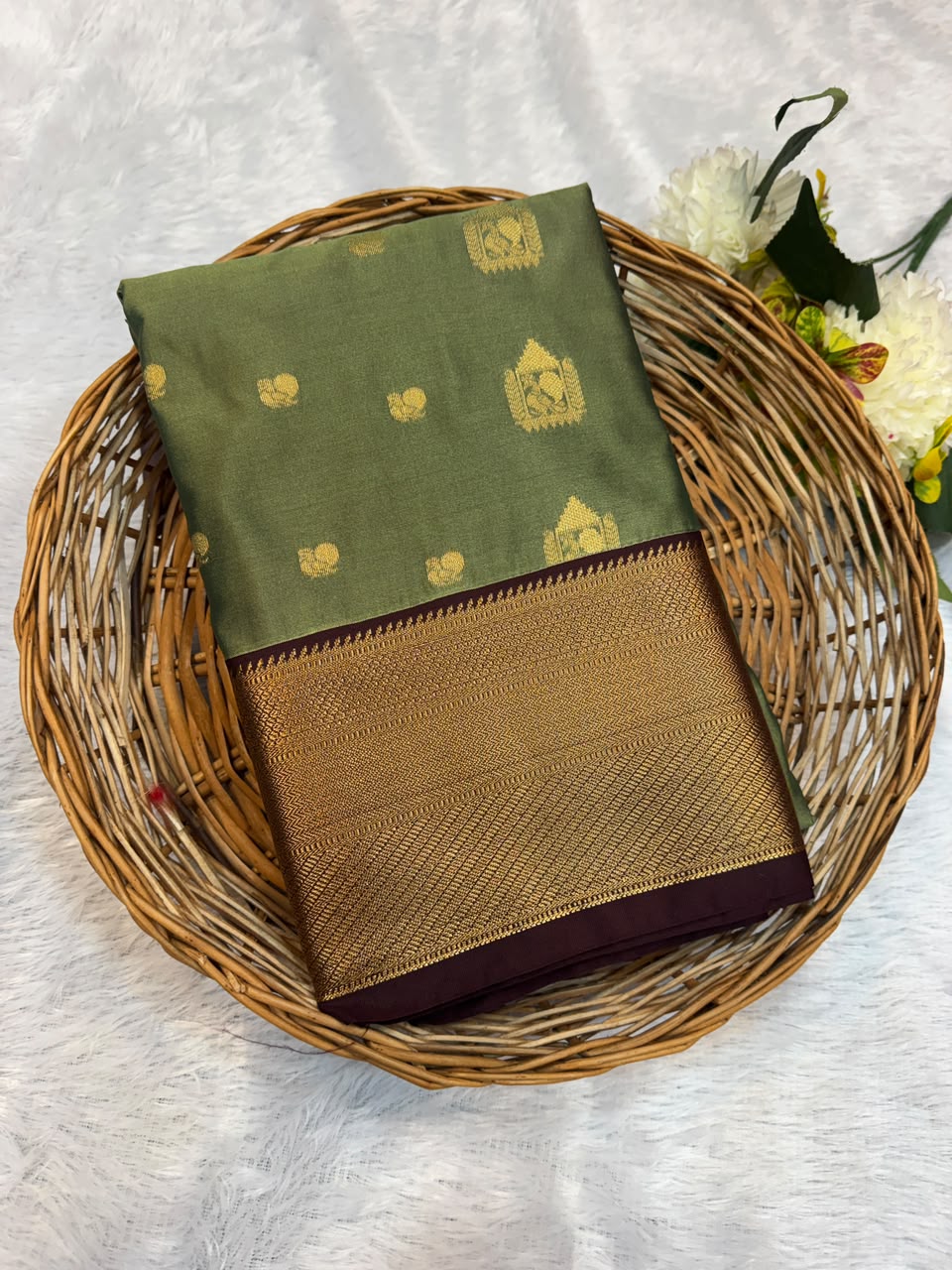 Mild Damage Semi Silk Saree with elegant zari work