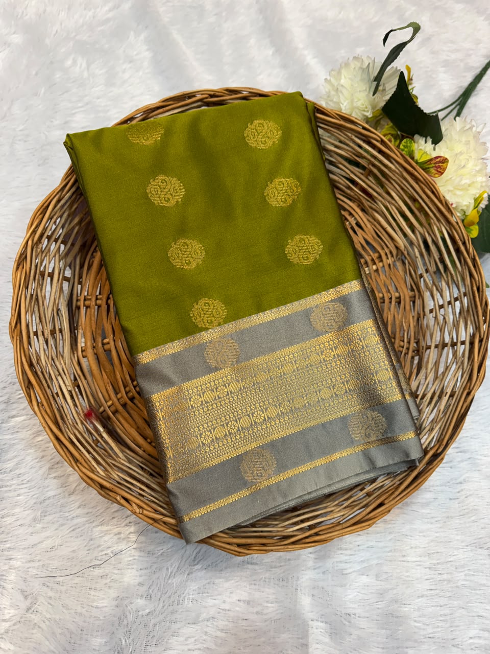 Mild Damage Semi Silk Saree with elegant zari work