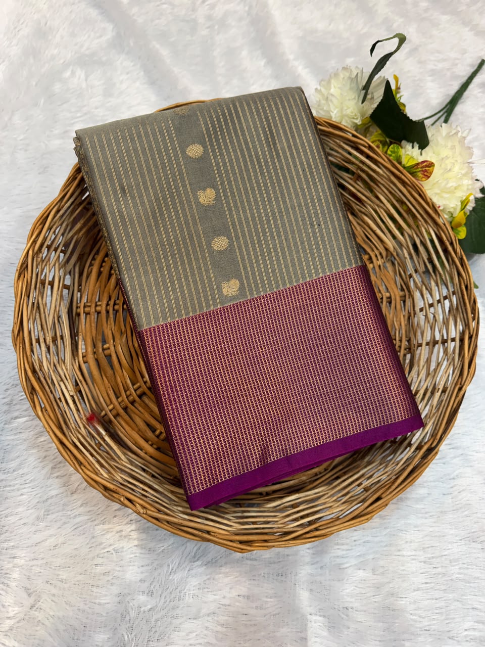 Mild Damage Semi Silk Saree with elegant zari work
