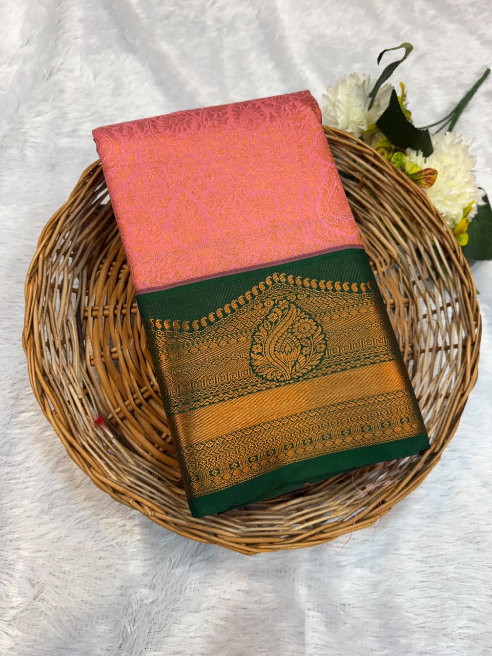 Mild Damage Semi Silk Saree with elegant zari work