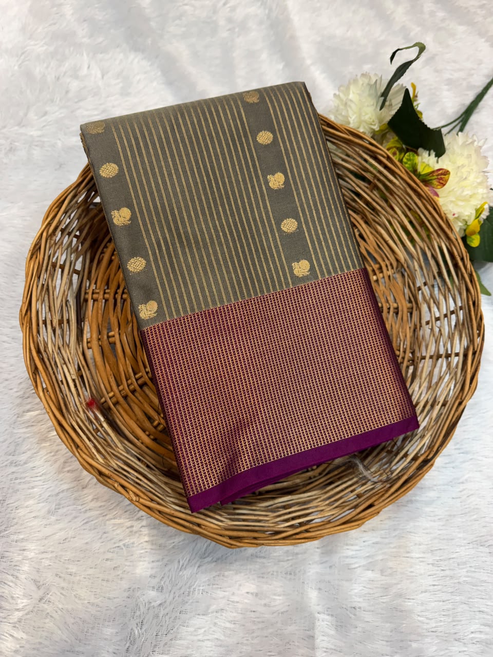 Mild Damage Semi Silk Saree with elegant zari work