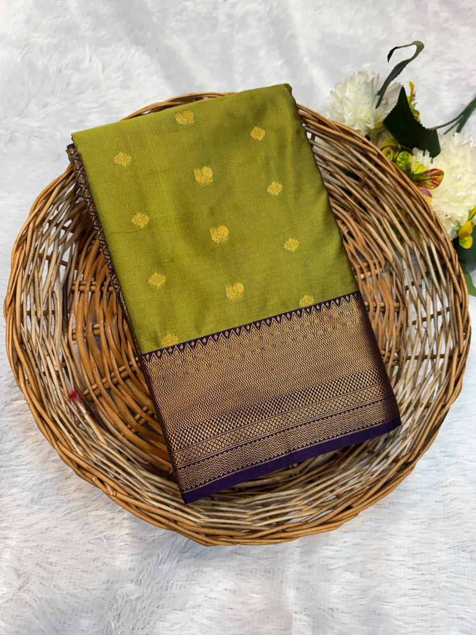 Mild Damage Semi Silk Saree with elegant zari work