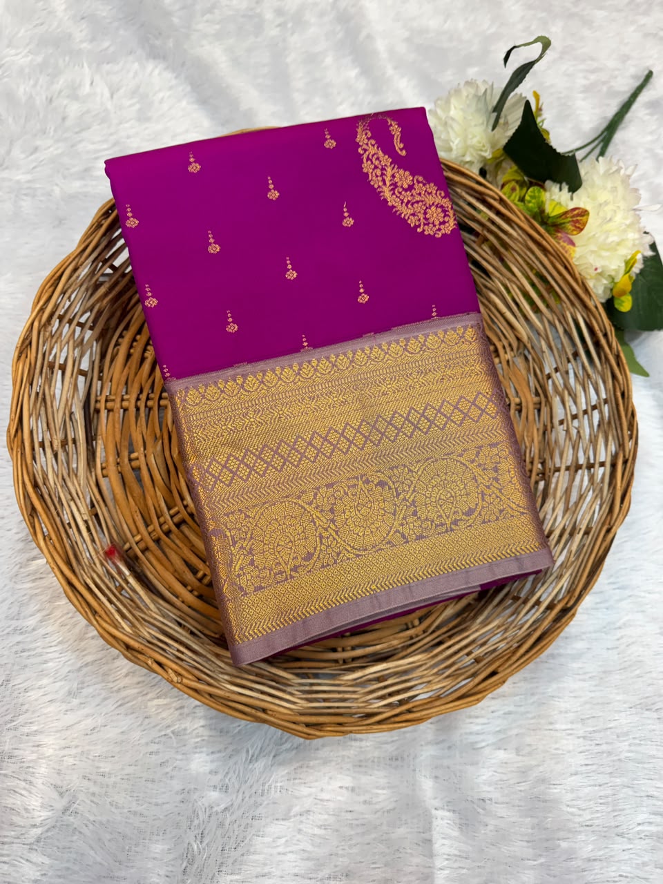 Mild Damage Semi Silk Saree with elegant zari work