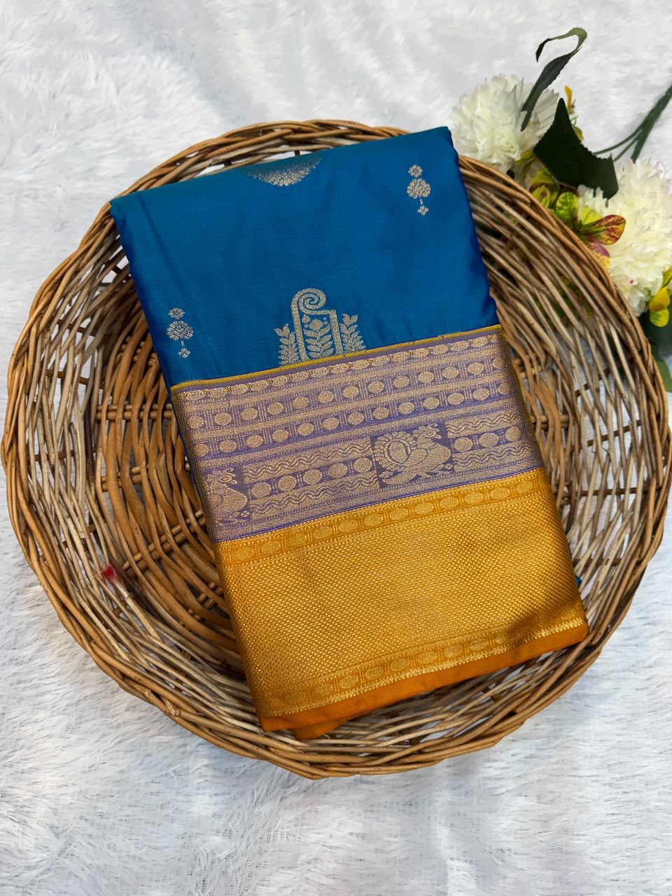 Mild Damage Semi Silk Saree with elegant zari work