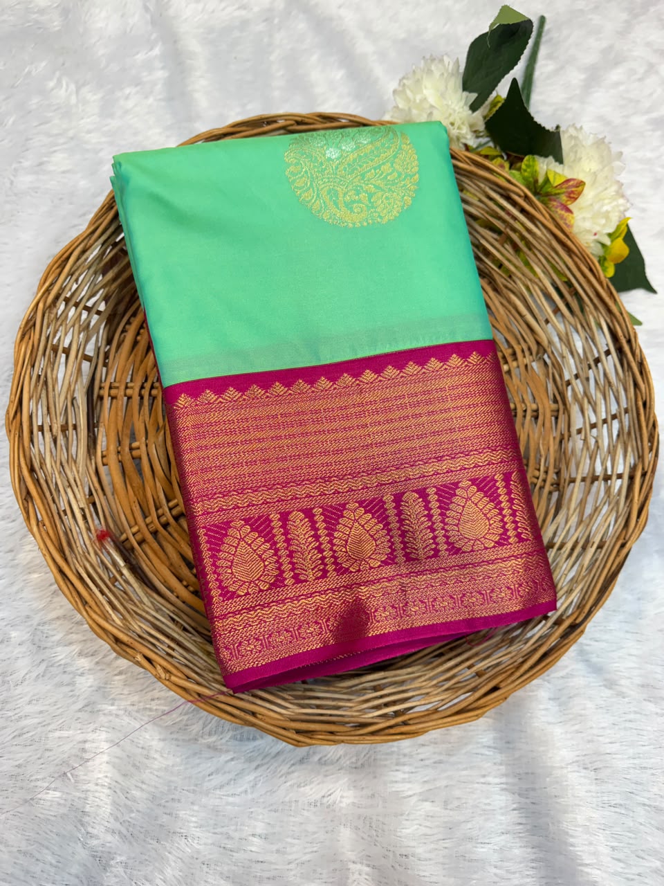 Mild Damage Semi Silk Saree with elegant zari work