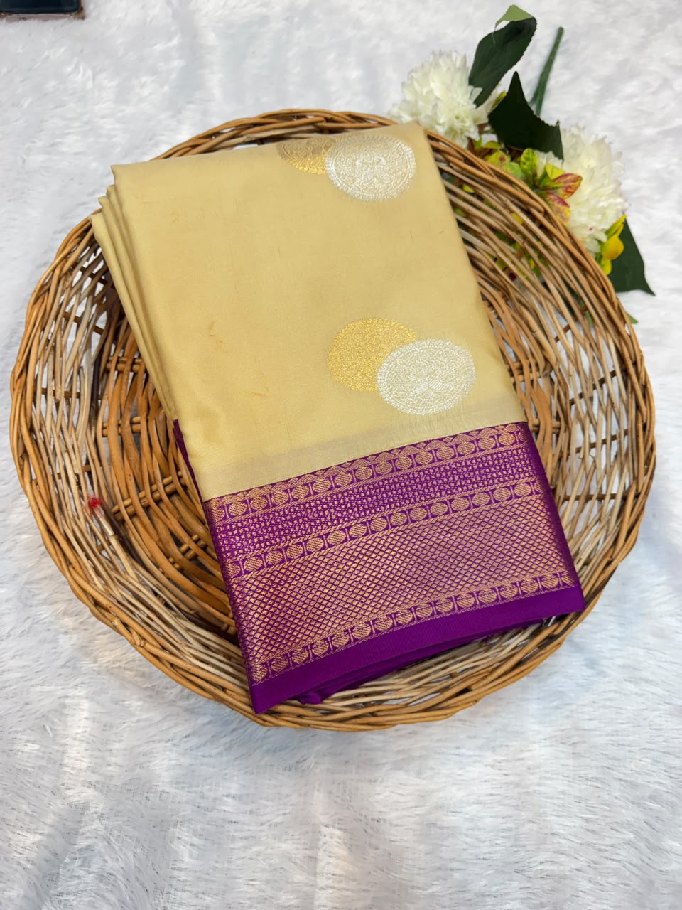 Mild Damage Semi Silk Saree with elegant zari work