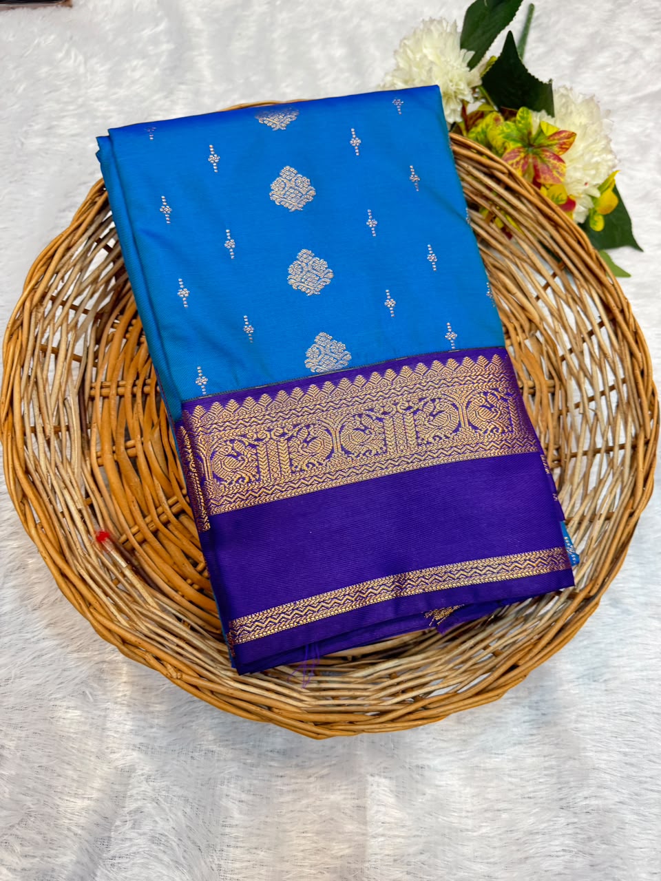 Mild Damage Semi Silk Saree with elegant zari work