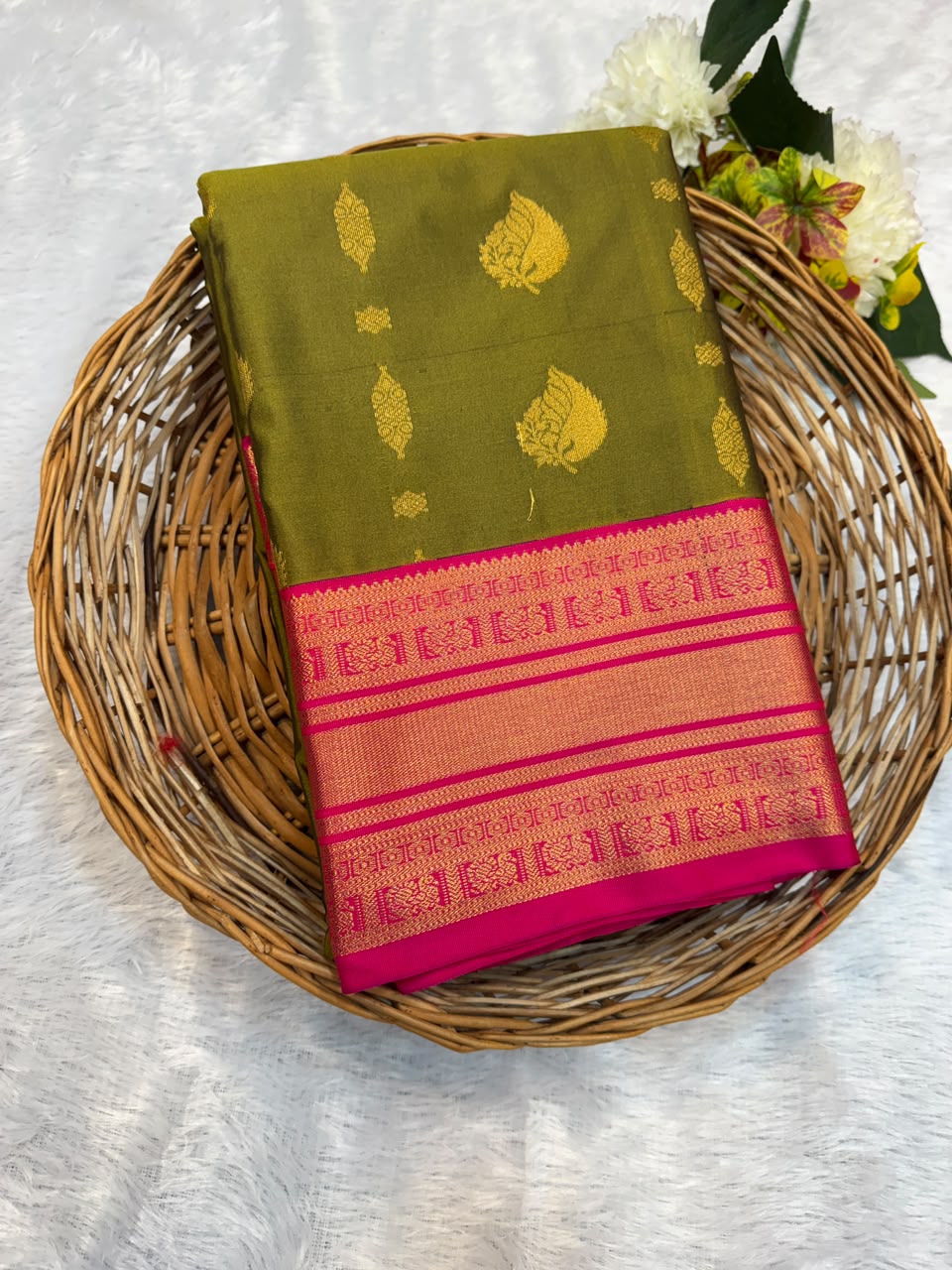 Mild Damage Semi Silk Saree with elegant zari work