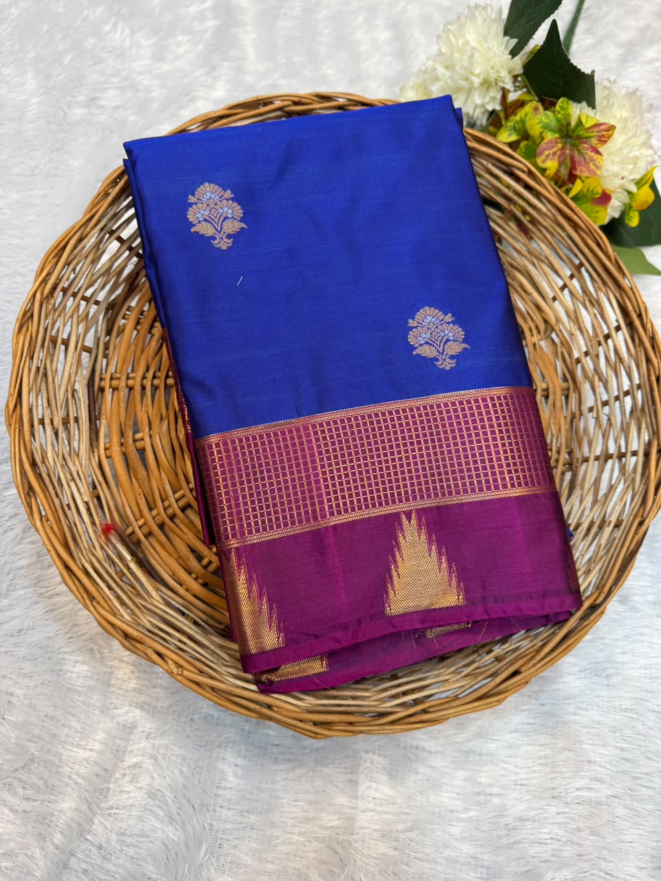 Mild Damage Semi Silk Saree with elegant zari work