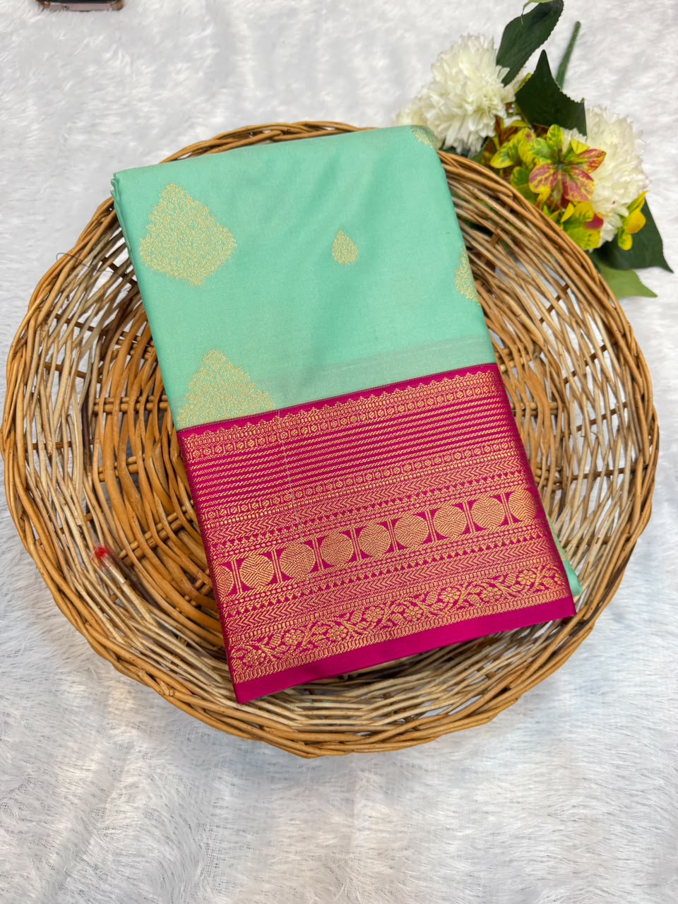 Mild Damage Semi Silk Saree with elegant zari work
