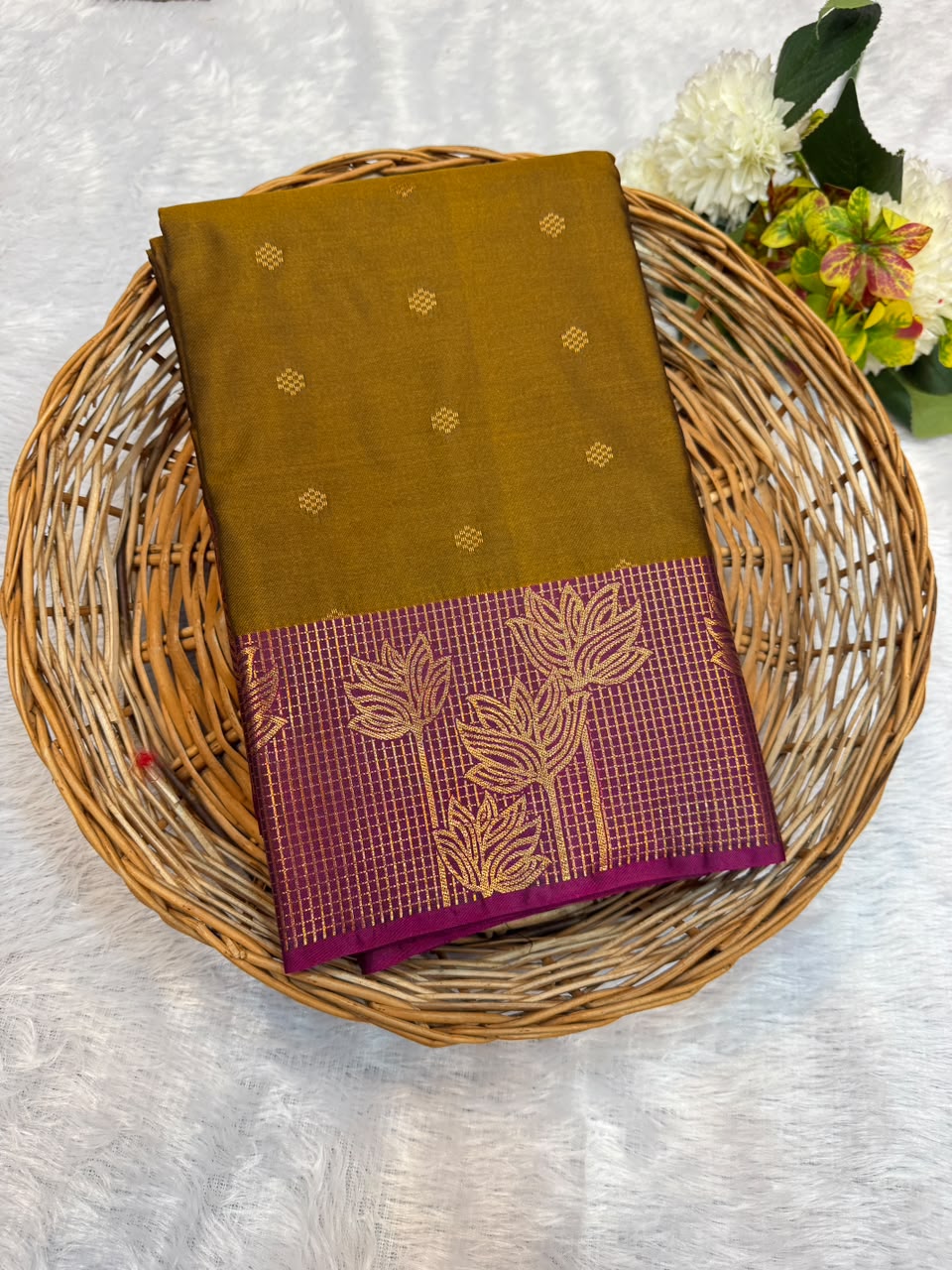 Mild Damage Semi Silk Saree with elegant zari work