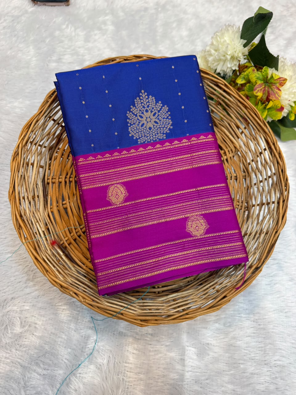 Mild Damage Semi Silk Saree with elegant zari work
