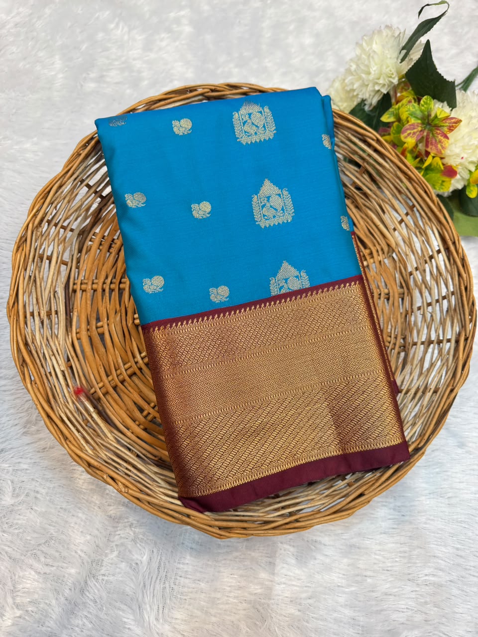 Mild Damage Semi Silk Saree with elegant zari work