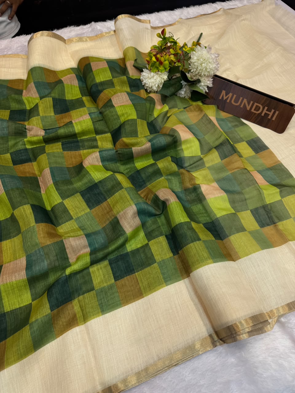 Madras Checks Fancy Cotton Saree 61D | MCC43