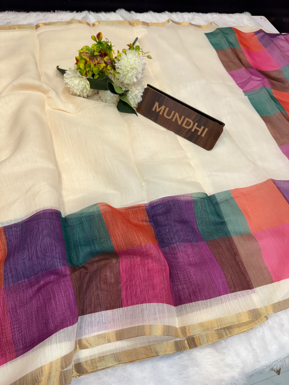 Madras Checks Fancy Cotton Saree 11A | MCC48