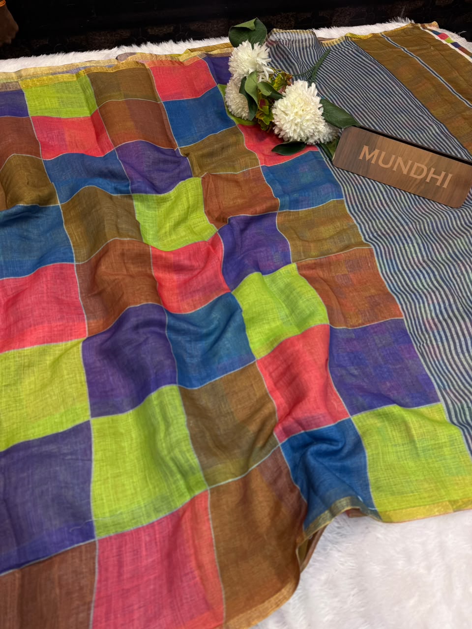 Madras Checks Fancy Cotton Saree 71E| MCC13