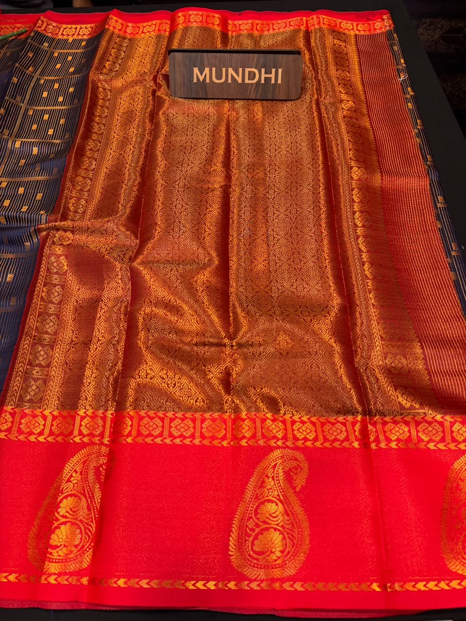 Shop Anila Soft Saree with elegant zari work and contrast blouse.