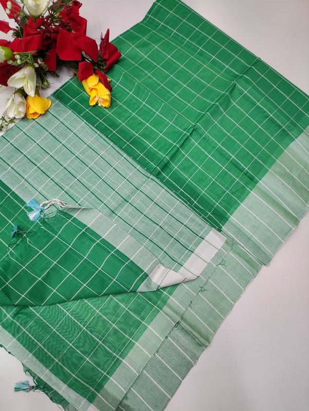 Checked Cotton Saree for office and casual wear
