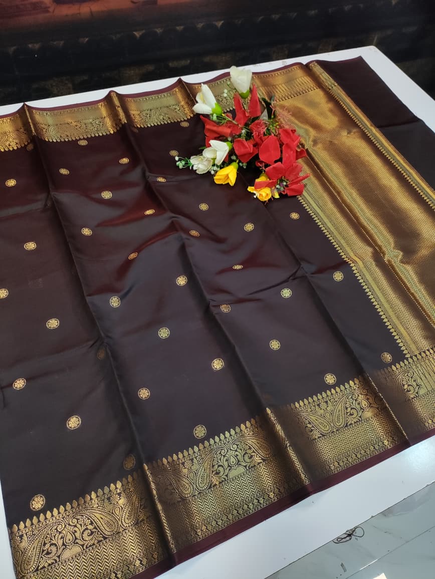 Banarasi Rust Brown Saree FV55