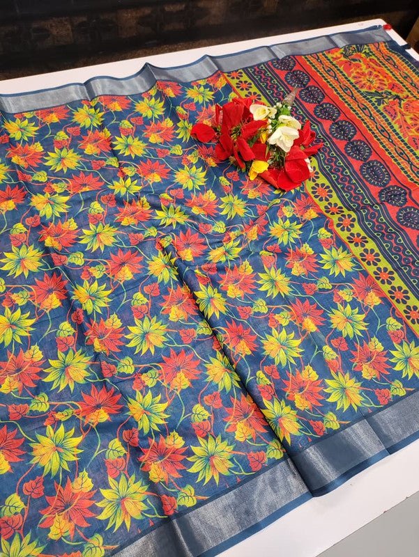 Bhiwandi Linen Saree for women in soft premium linen fabric with elegant traditional weaving suitable for office wear and festive occasions. Full Image View