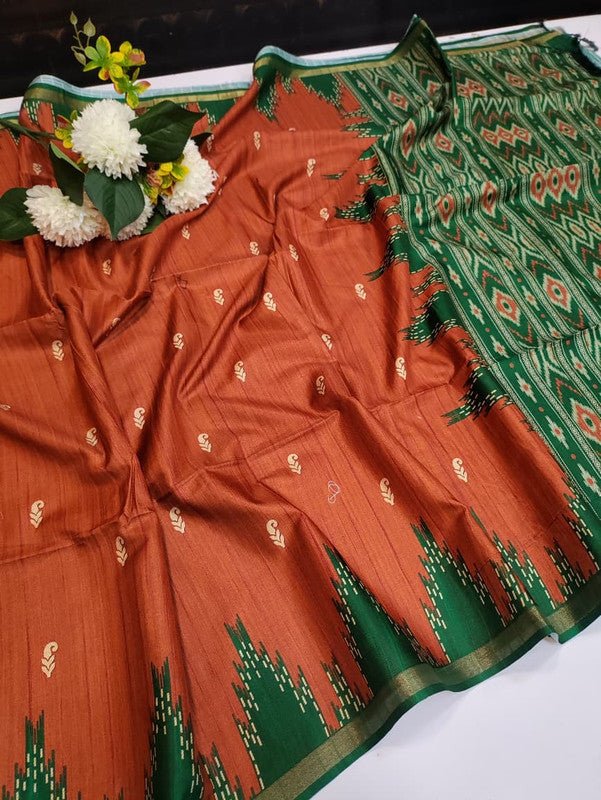 Binny Fancy Print Saree with Contrast Blouse for Wedding Wear