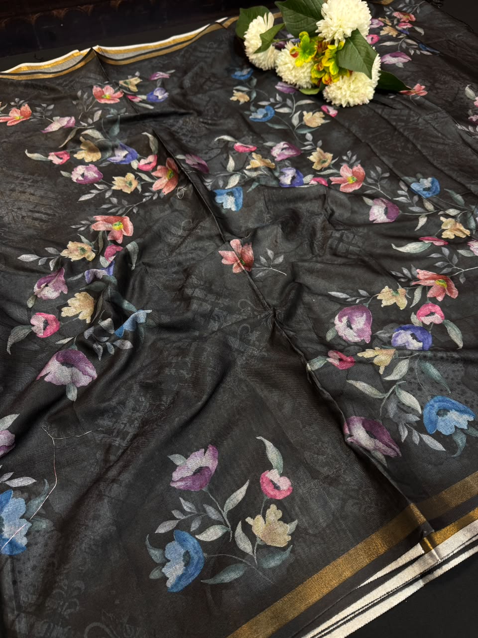 Black Pearl Fancy Printed Saree for women with premium fancy fabric