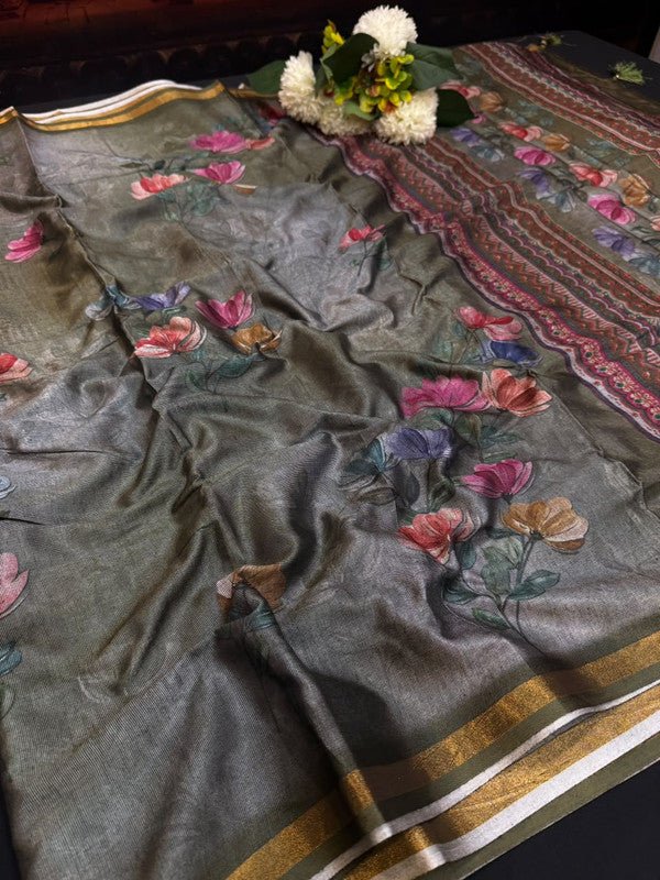 Black Pearl Fancy Printed Saree for women with premium fancy fabric