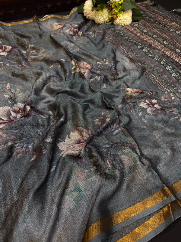 Black Pearl Fancy Printed Saree for women with premium fancy fabric
